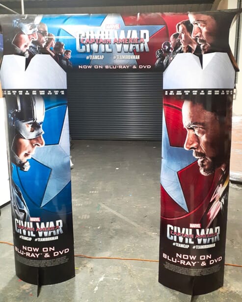 An image of the Captain America Civil War Arch Totem signage.